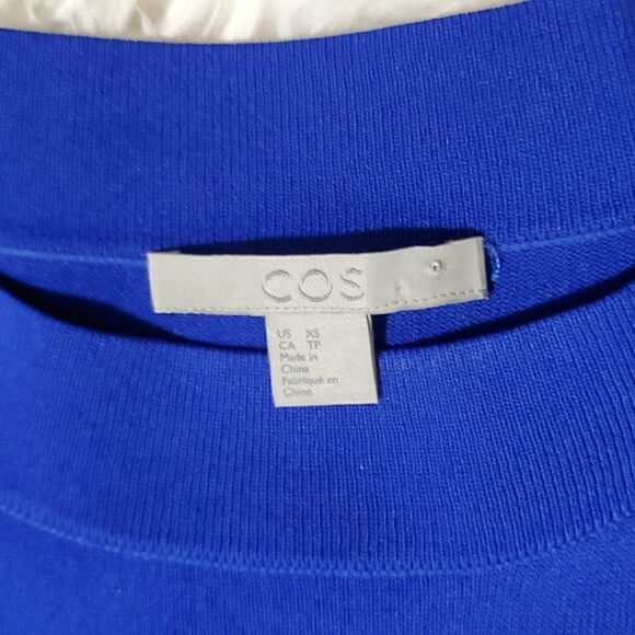 Cos Elbo Length Shift Blue Dress XS - Picture 5 of 6